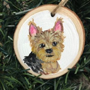 Yorkie ornament hand painted dog lover gift Yorkshire terrier
